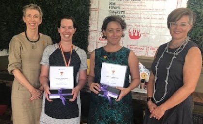 UQ Pro-Vice Chancellor (Teaching and Learning) Professor Doune Macdonald; Dr Nicole Warrington;  Dr Rebecca Olive; Executive Dean (Humanities and Social Sciences) Professor Heather Zwicker 